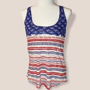 Lucky Brand Racerback Red White Blue Tank Top